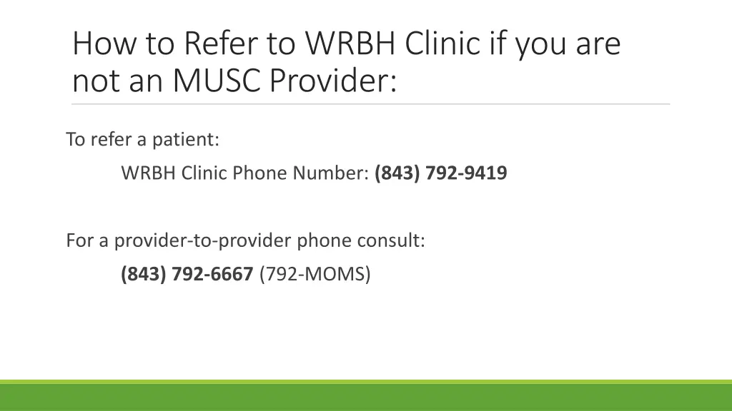 how to refer to wrbh clinic
