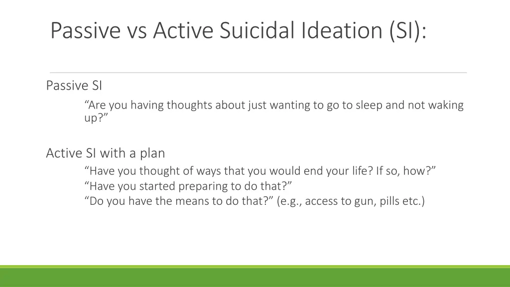 passive vs active suicidal ideation si