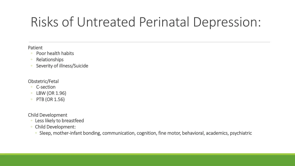 risks of untreated perinatal depression