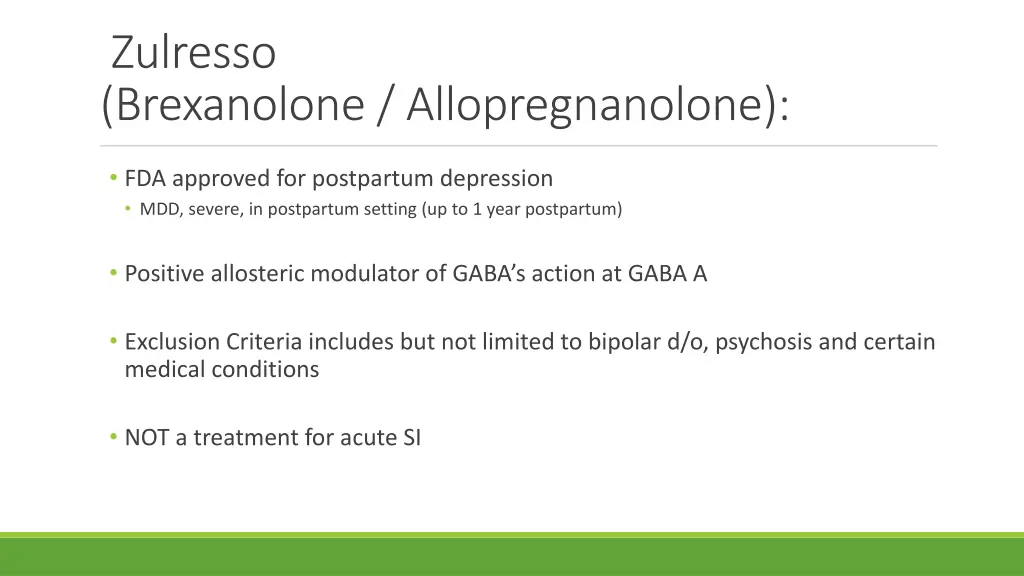 zulresso brexanolone allopregnanolone