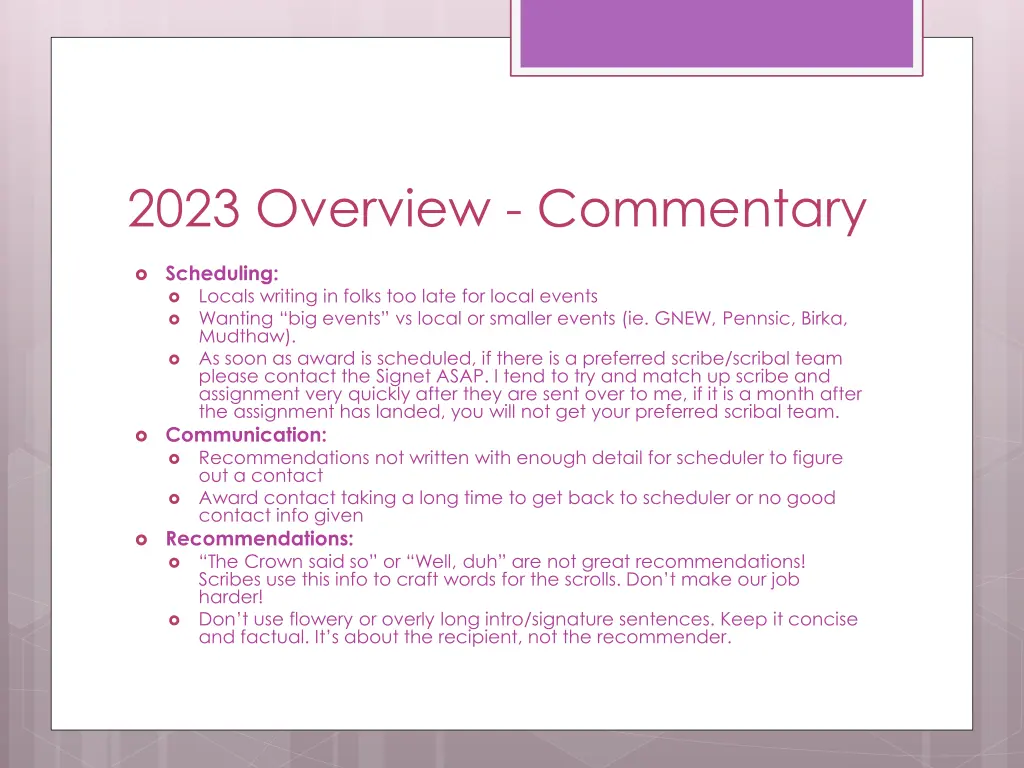 2023 overview commentary
