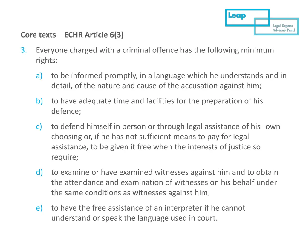 core texts echr article 6 3