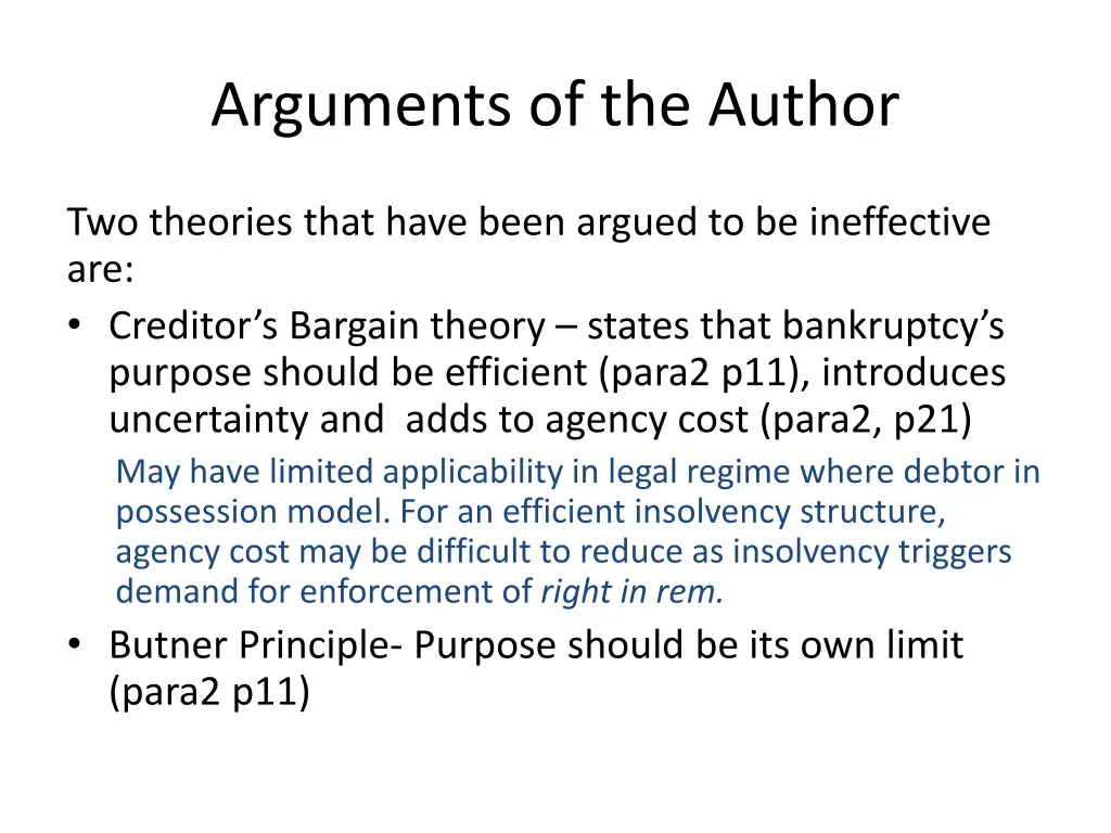 arguments of the author