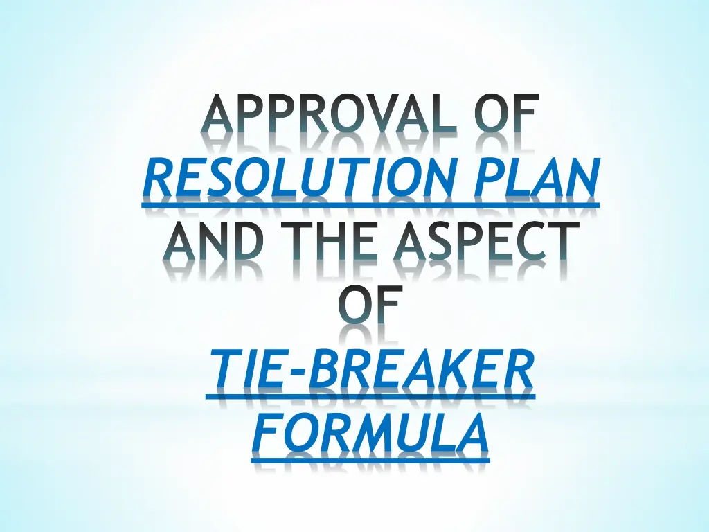approval of resolution plan and the aspect