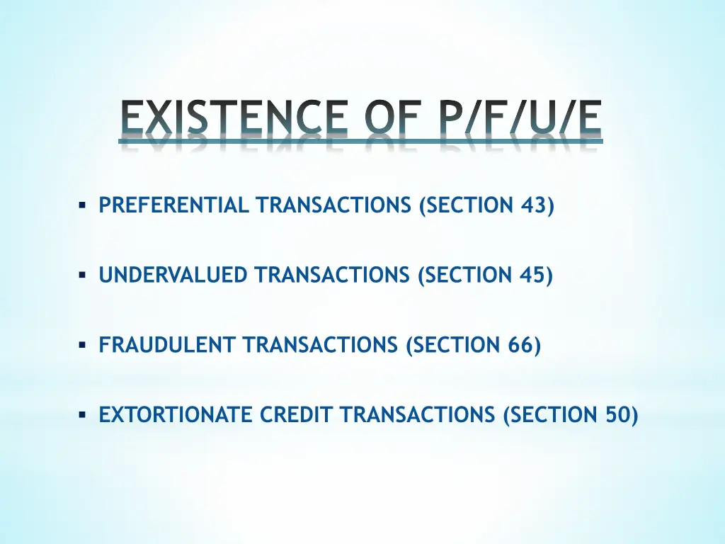 existence of p f u e