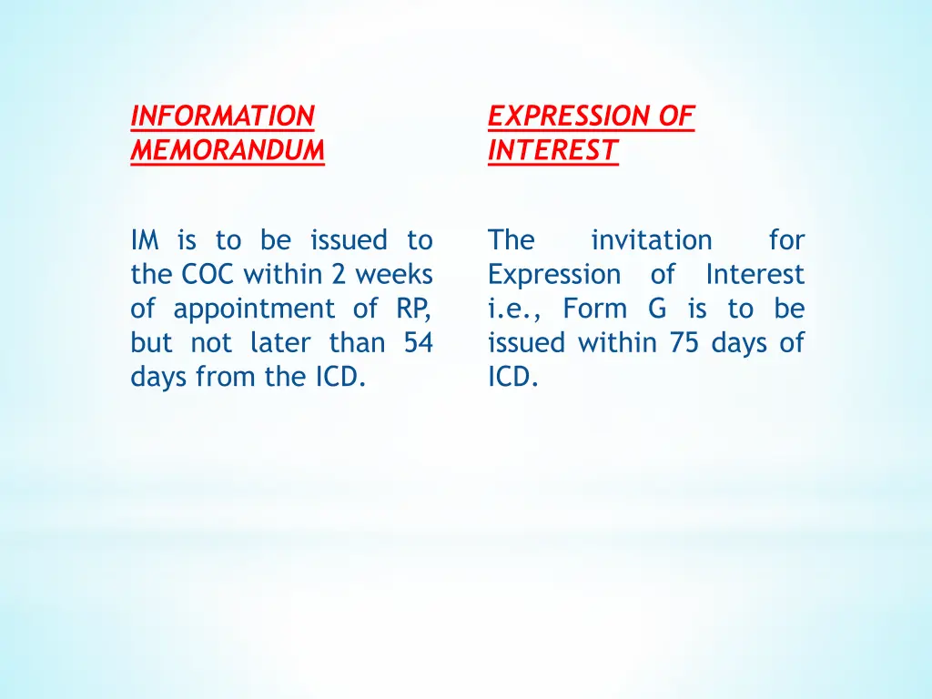 information memorandum