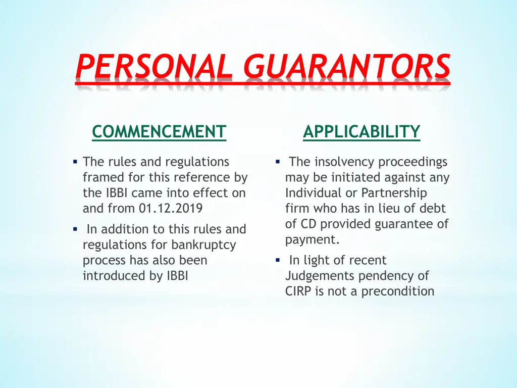 personal guarantors