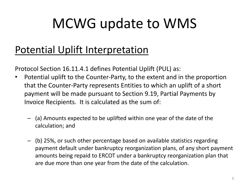 mcwg update to wms 2