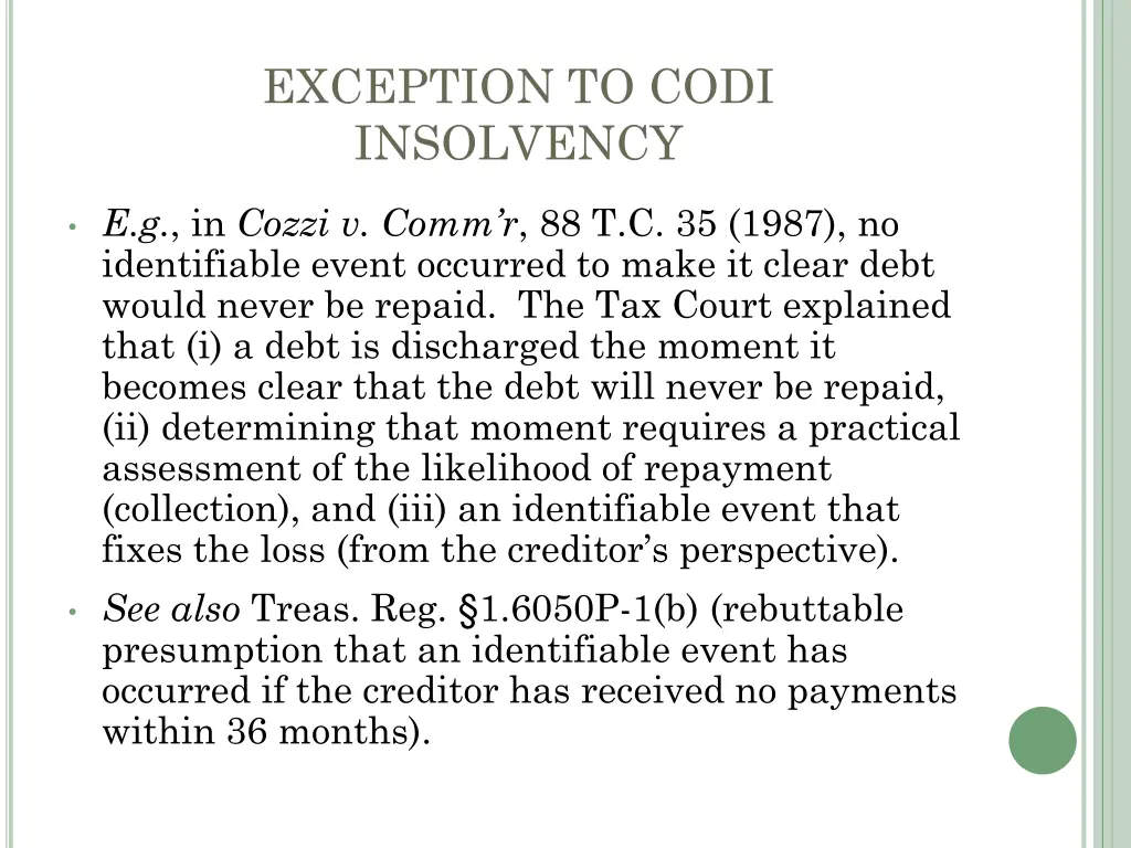 exception to codi insolvency 4