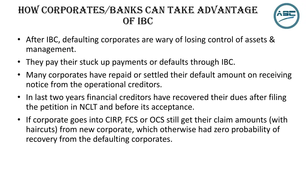 how corporates banks can take advantage of ibc
