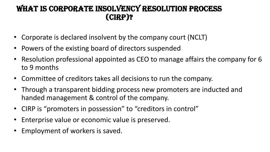 what is corporate insolvency resolution process