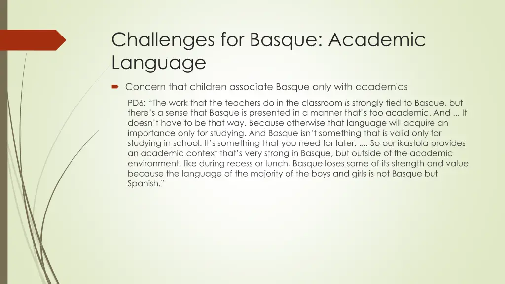 challenges for basque academic language