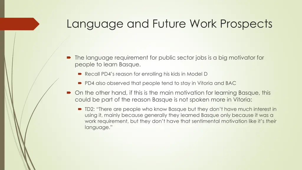 language and future work prospects