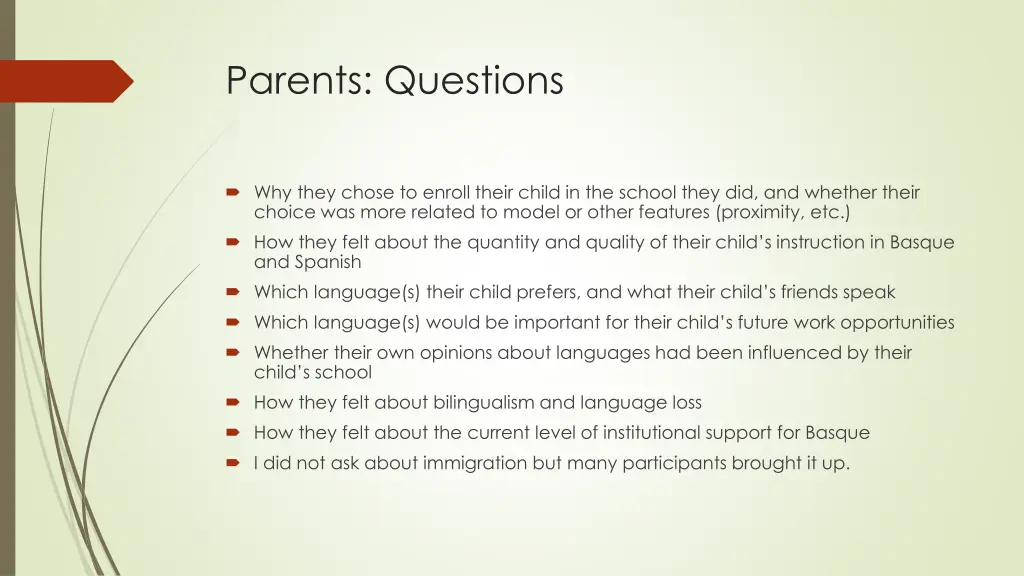 parents questions
