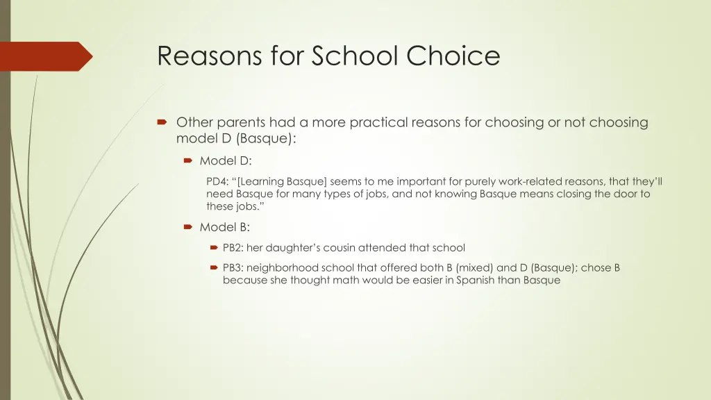reasons for school choice 1