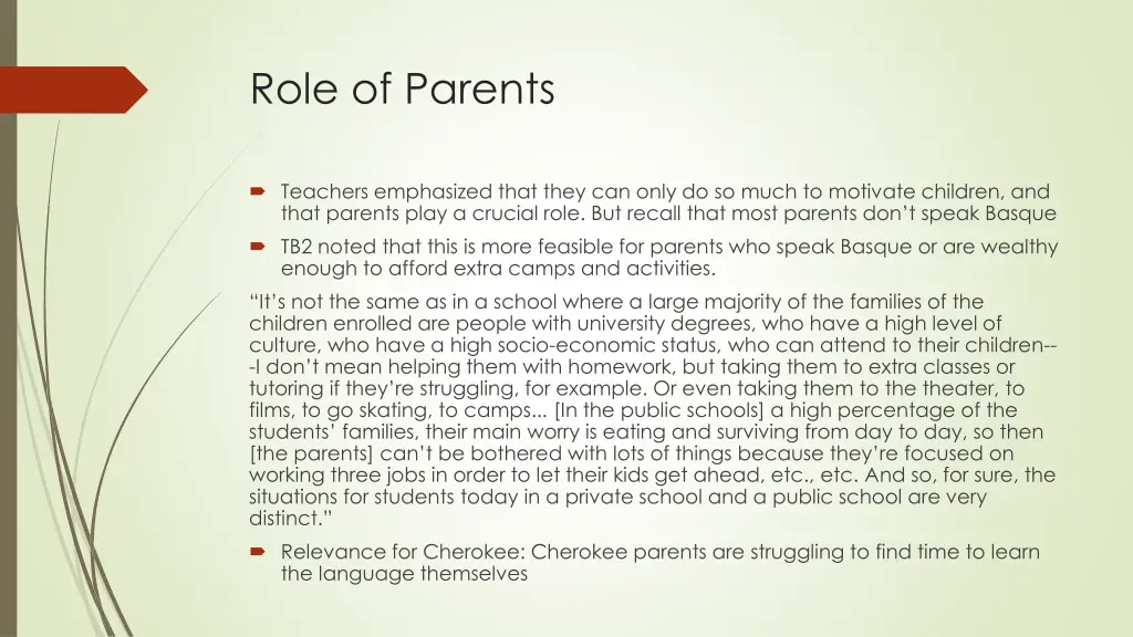 role of parents
