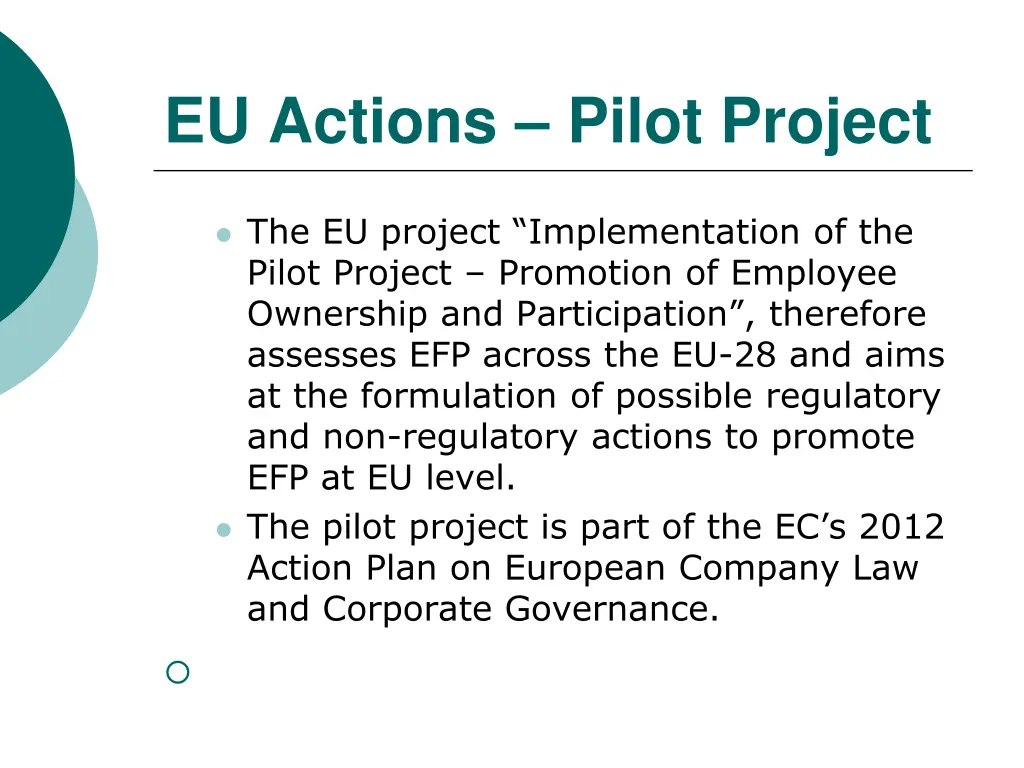 eu actions pilot project