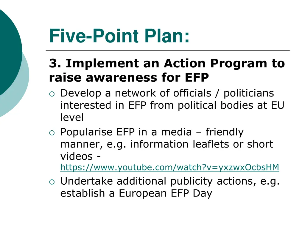 five point plan 5