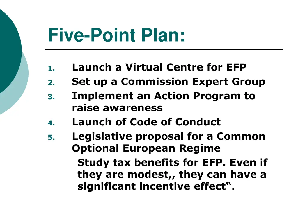 five point plan