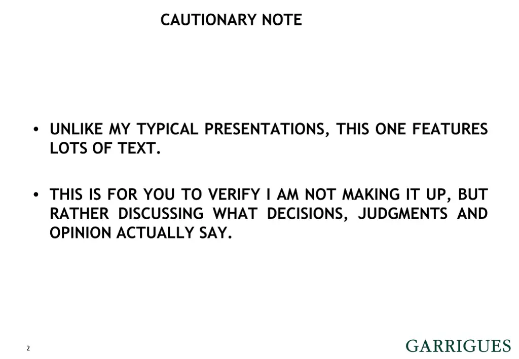 cautionary note