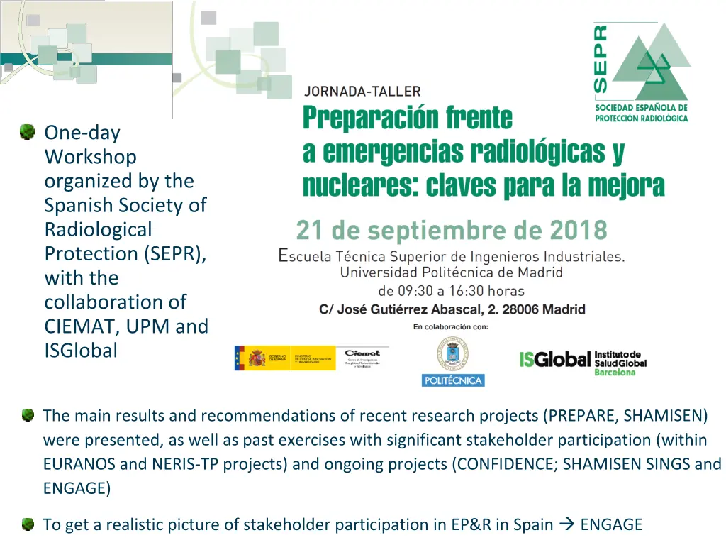 one day workshop organized by the spanish society