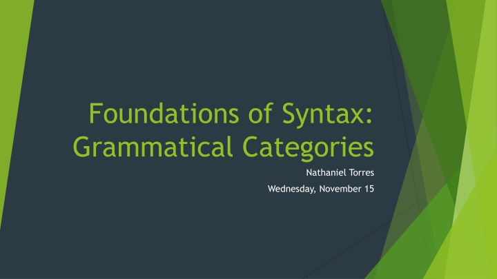 foundations of syntax grammatical categories