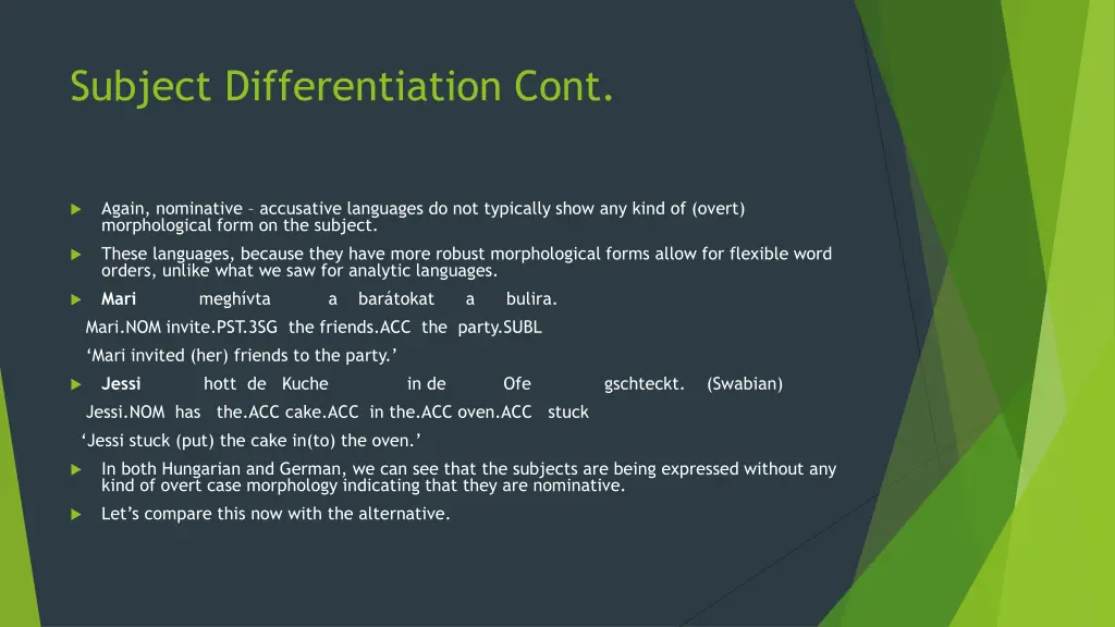 subject differentiation cont