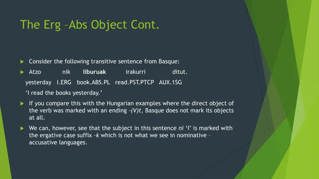 the erg abs object cont