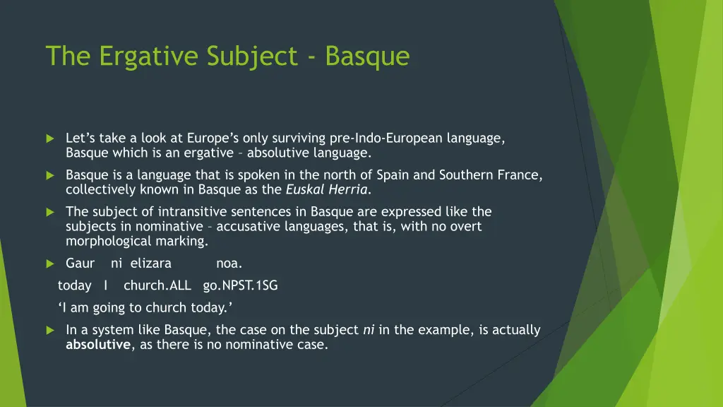the ergative subject basque