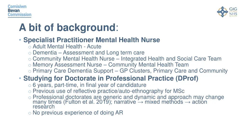 a bit of background specialist practitioner