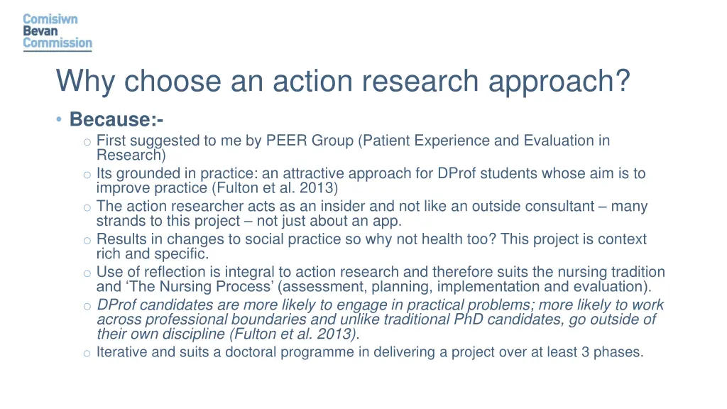 why choose an action research approach because