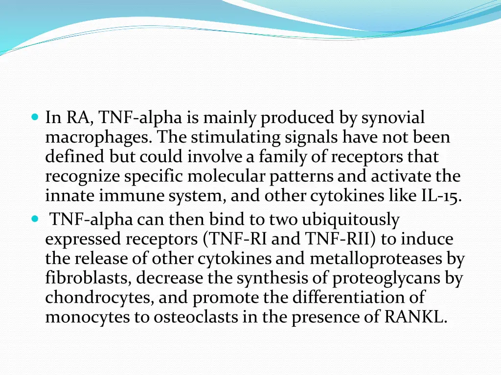 in ra tnf alpha is mainly produced by synovial
