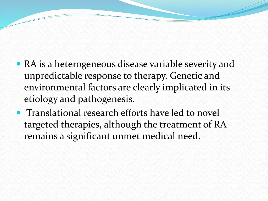 ra is a heterogeneous disease variable severity