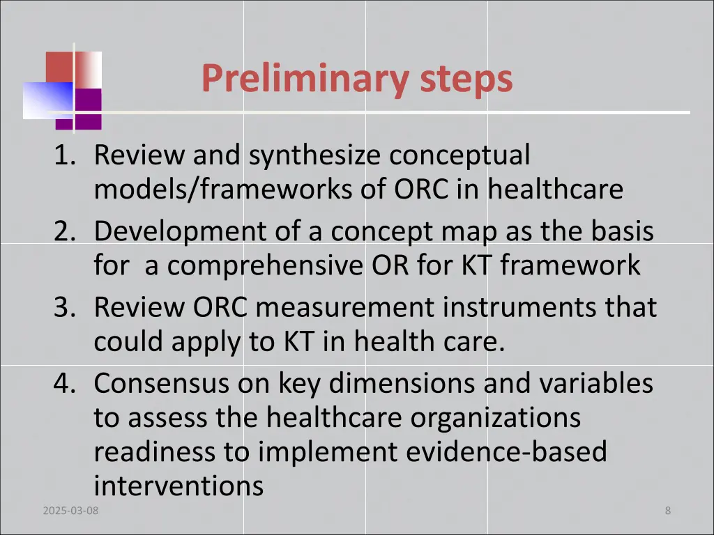 preliminary steps