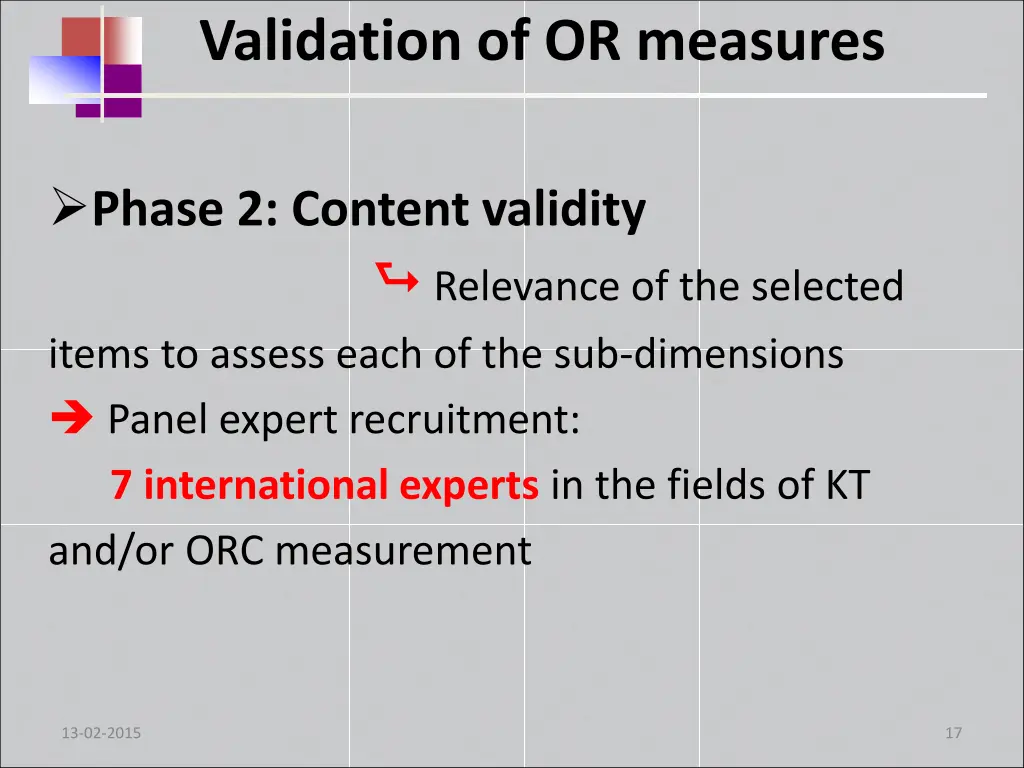 validation of or measures