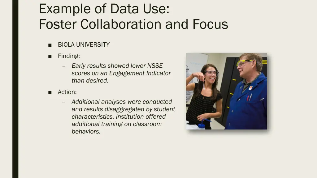 example of data use foster collaboration and focus
