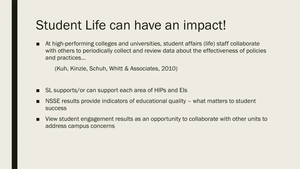 student life can have an impact