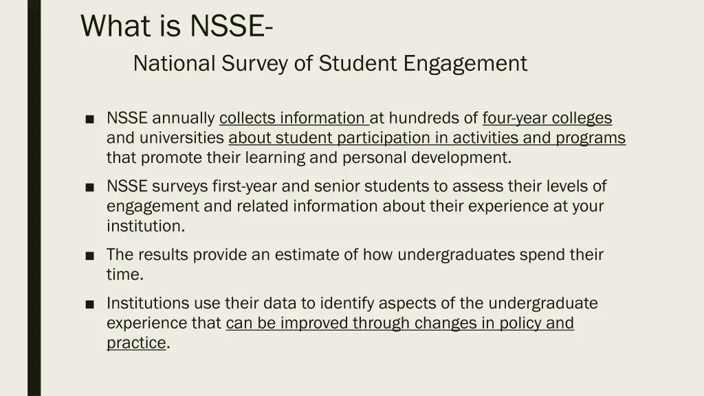 what is nsse national survey of student engagement