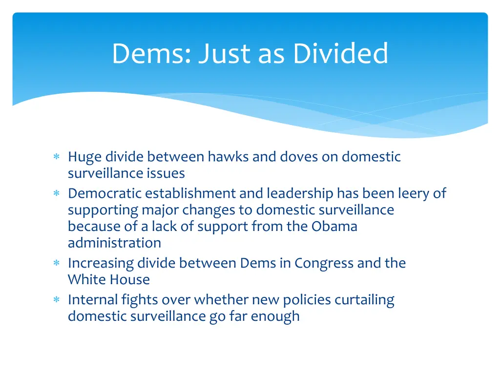 dems just as divided