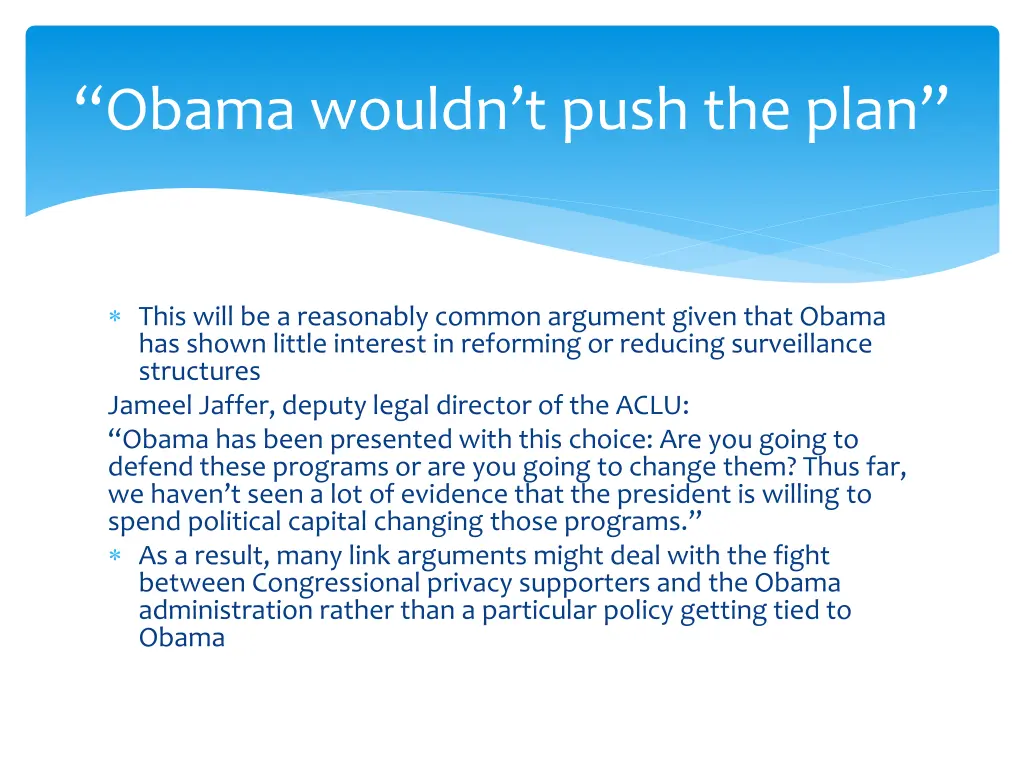 obama wouldn t push the plan