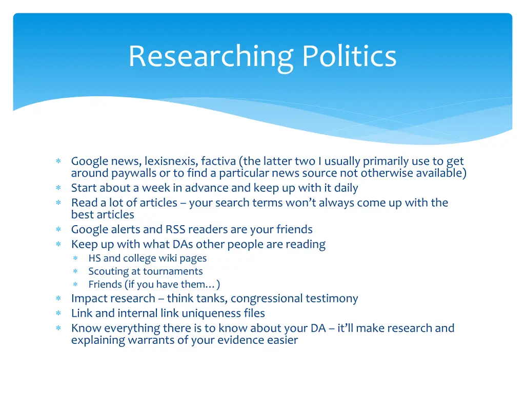 researching politics