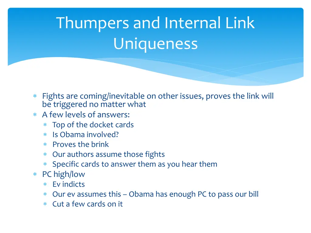 thumpers and internal link uniqueness