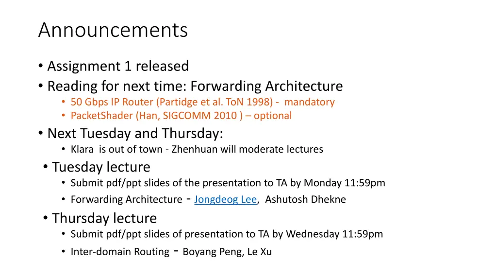announcements