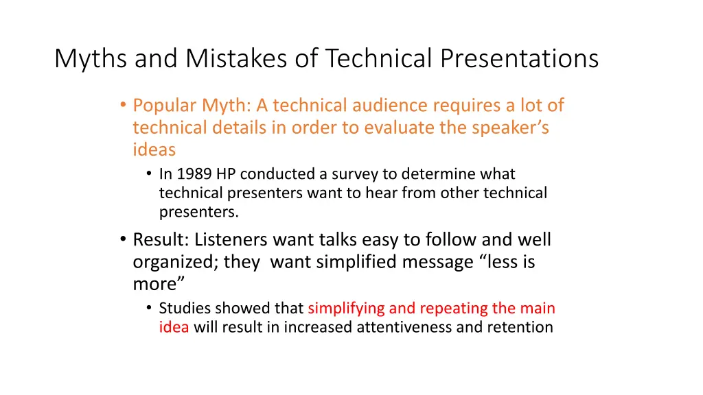 myths and mistakes of technical presentations