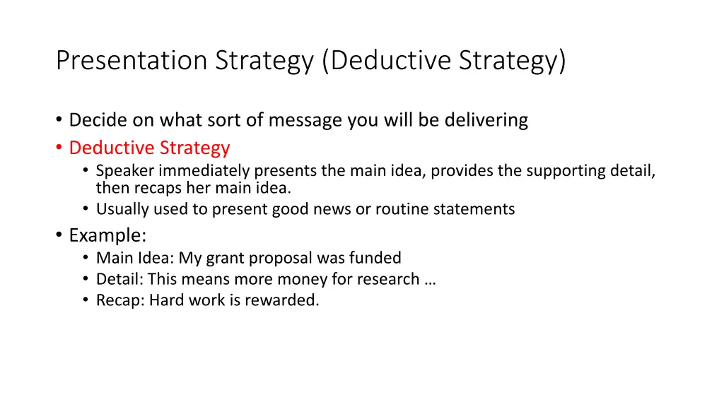 presentation strategy deductive strategy