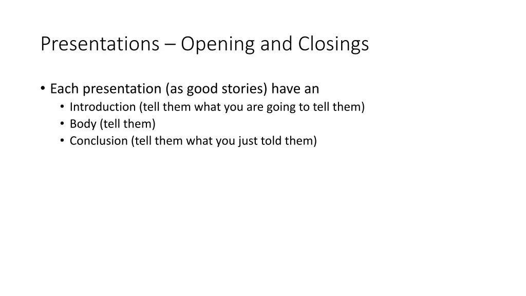 presentations opening and closings