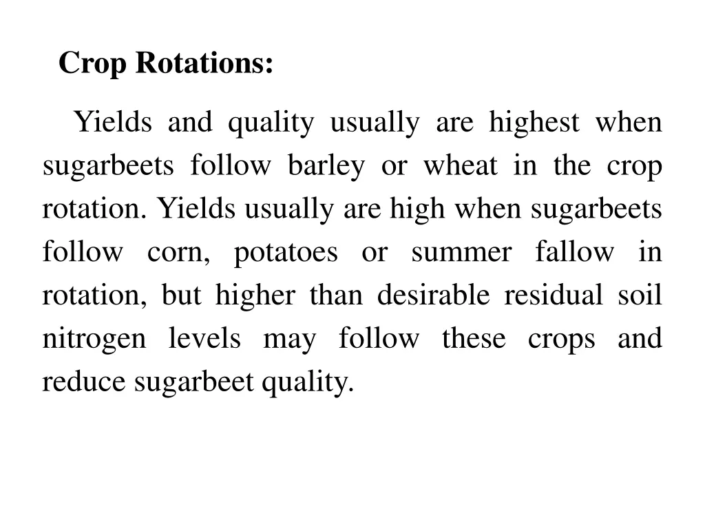 crop rotations