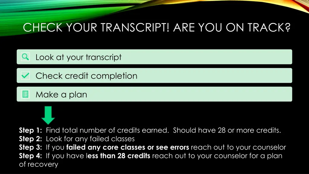 check your transcript are you on track