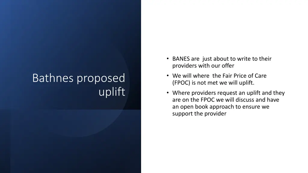 banes are just about to write to their providers