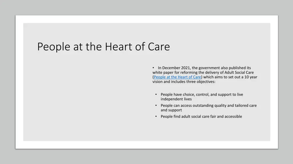 people at the heart of care